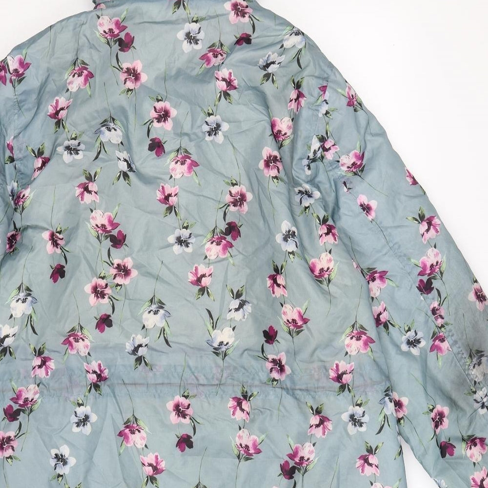 Cotton Traders Womens Grey Floral  Rain Coat Coat Size 16