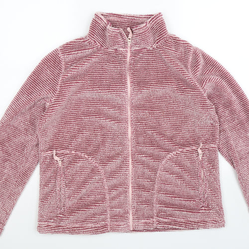 TU Womens Pink Striped Fleece Jacket  Size 14
