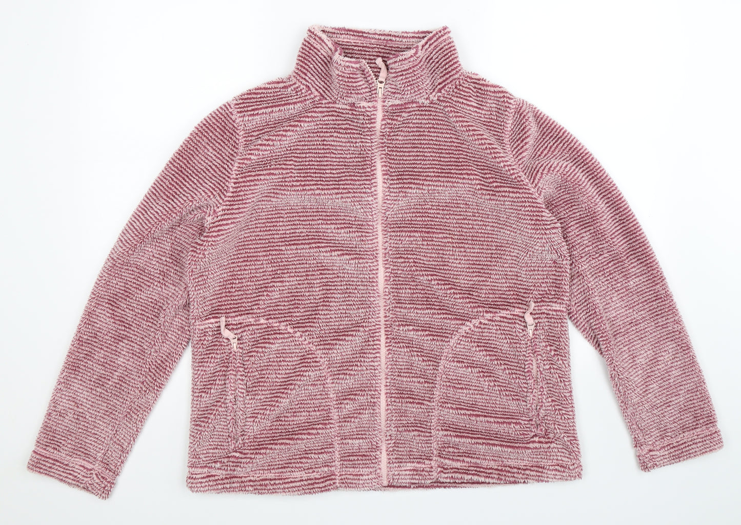 TU Womens Pink Striped Fleece Jacket  Size 14