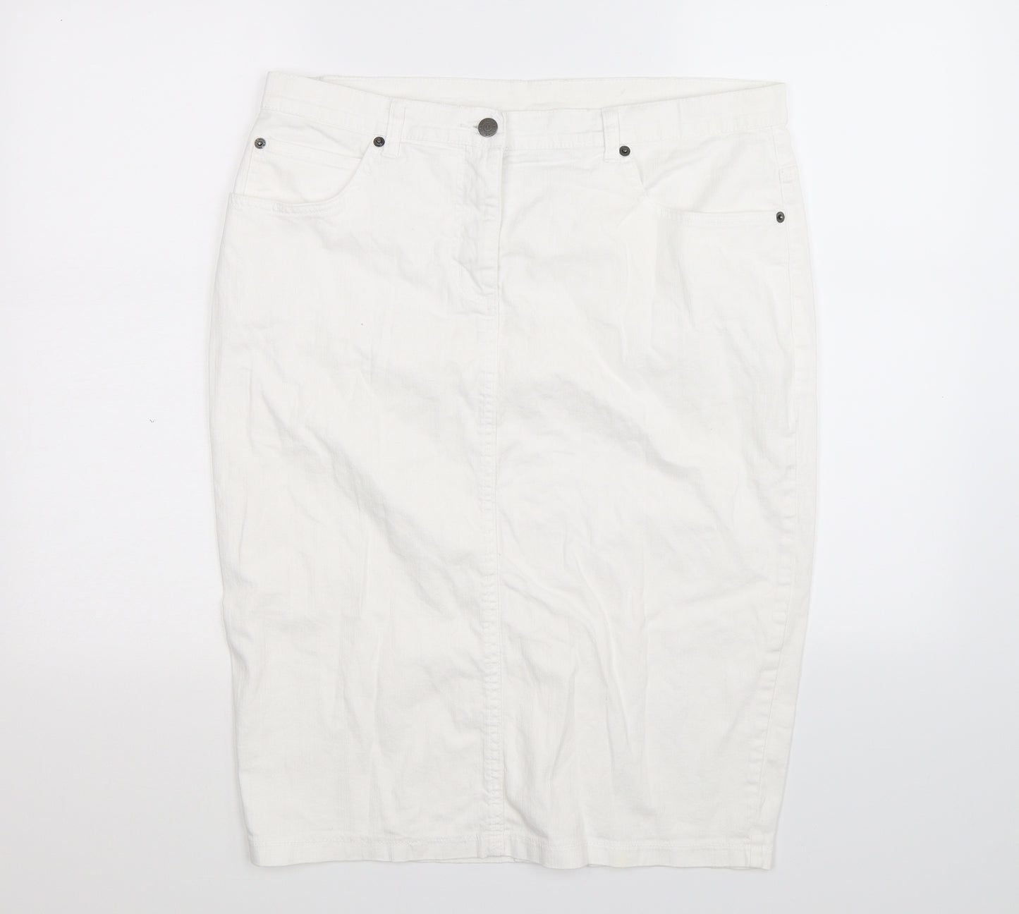Madeleine Womens White  Denim Straight & Pencil Skirt Size 34 in