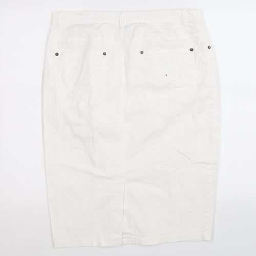 Madeleine Womens White  Denim Straight & Pencil Skirt Size 34 in