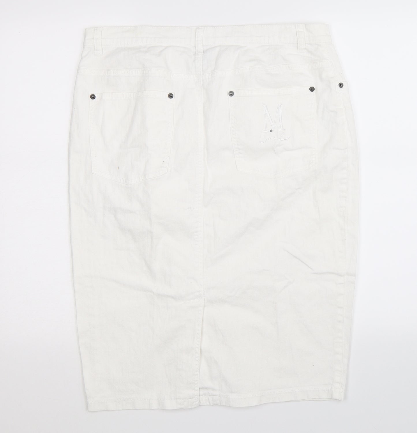 Madeleine Womens White  Denim Straight & Pencil Skirt Size 34 in