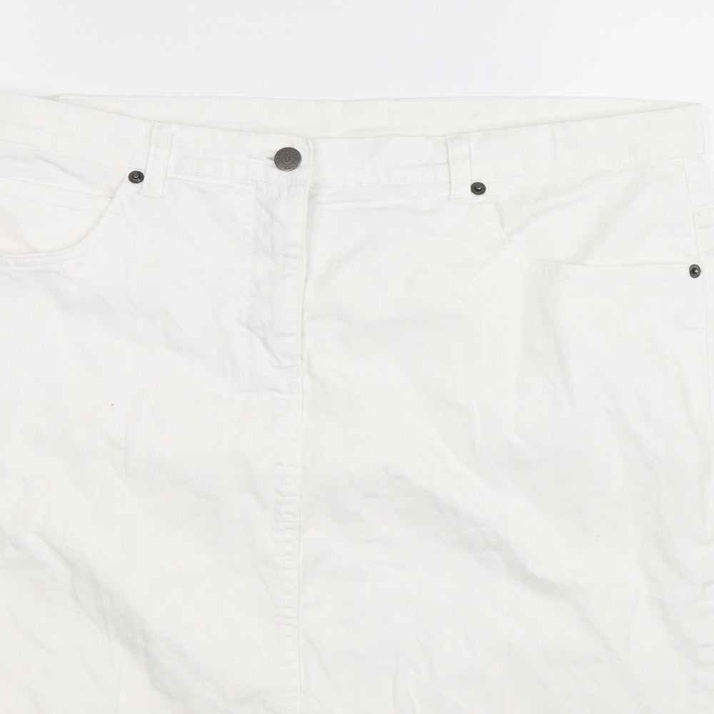 Madeleine Womens White  Denim Straight & Pencil Skirt Size 34 in