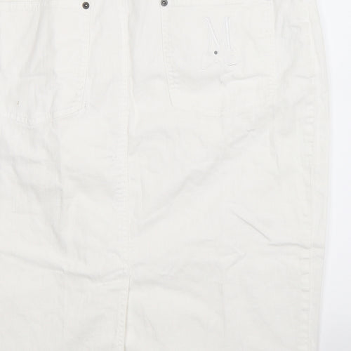 Madeleine Womens White  Denim Straight & Pencil Skirt Size 34 in