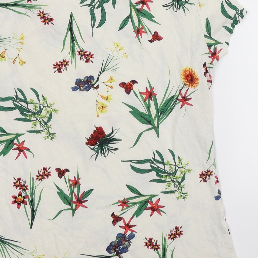 Dorothy Perkins Womens White Floral  Basic T-Shirt Size 10