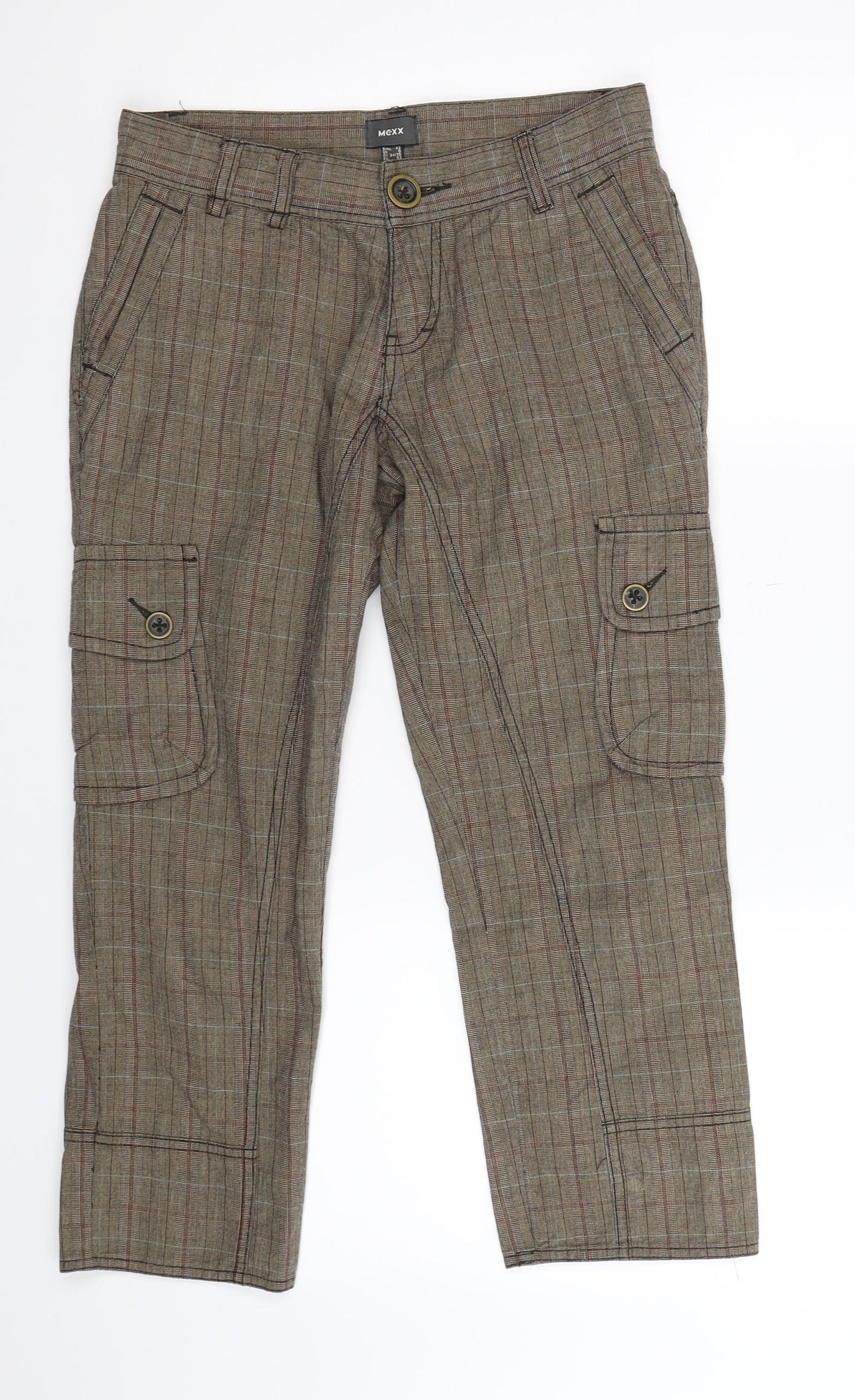 Mexx Womens Grey Check  Cropped Trousers Size 6 L23 in