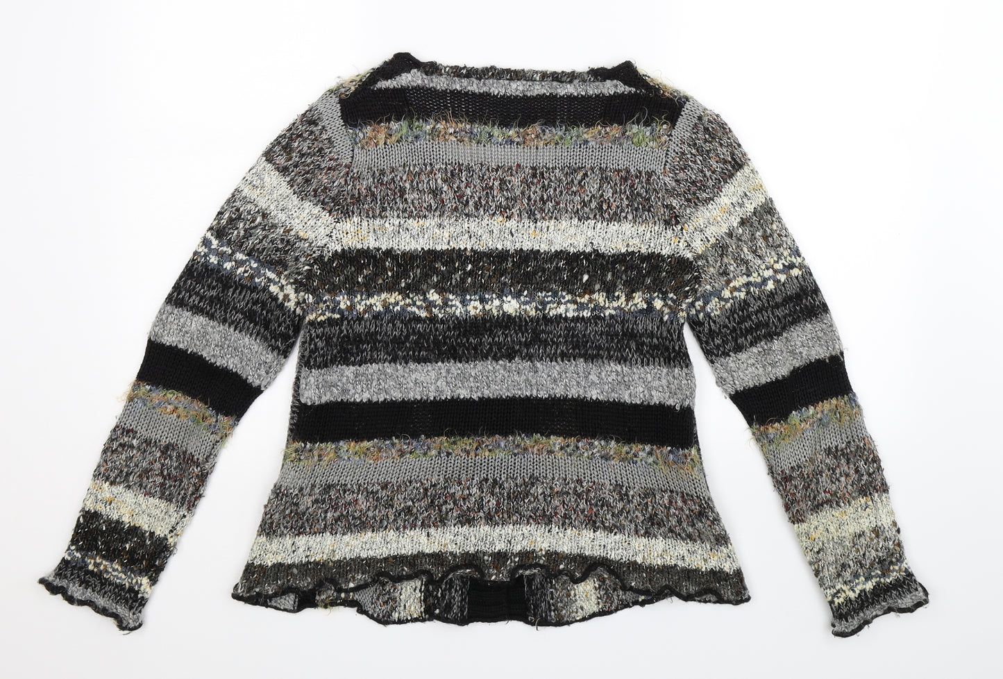 Donatella Maurizio Womens Multicoloured Striped Knit Cardigan Jumper Size S