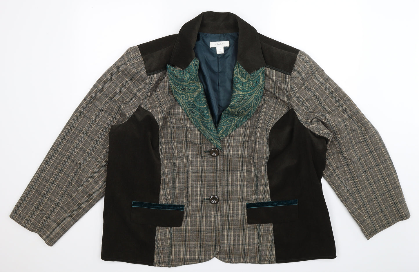 CJ Banks Womens Multicoloured Check  Jacket Blazer Size 3XL
