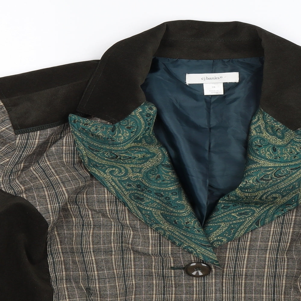 CJ Banks Womens Multicoloured Check  Jacket Blazer Size 3XL