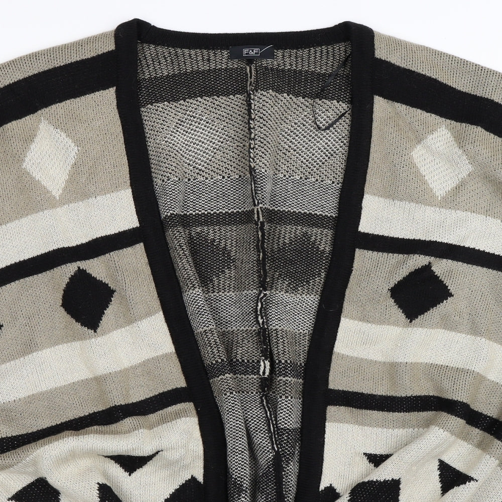 F&F Womens Multicoloured Geometric Knit Cape Jumper Size M