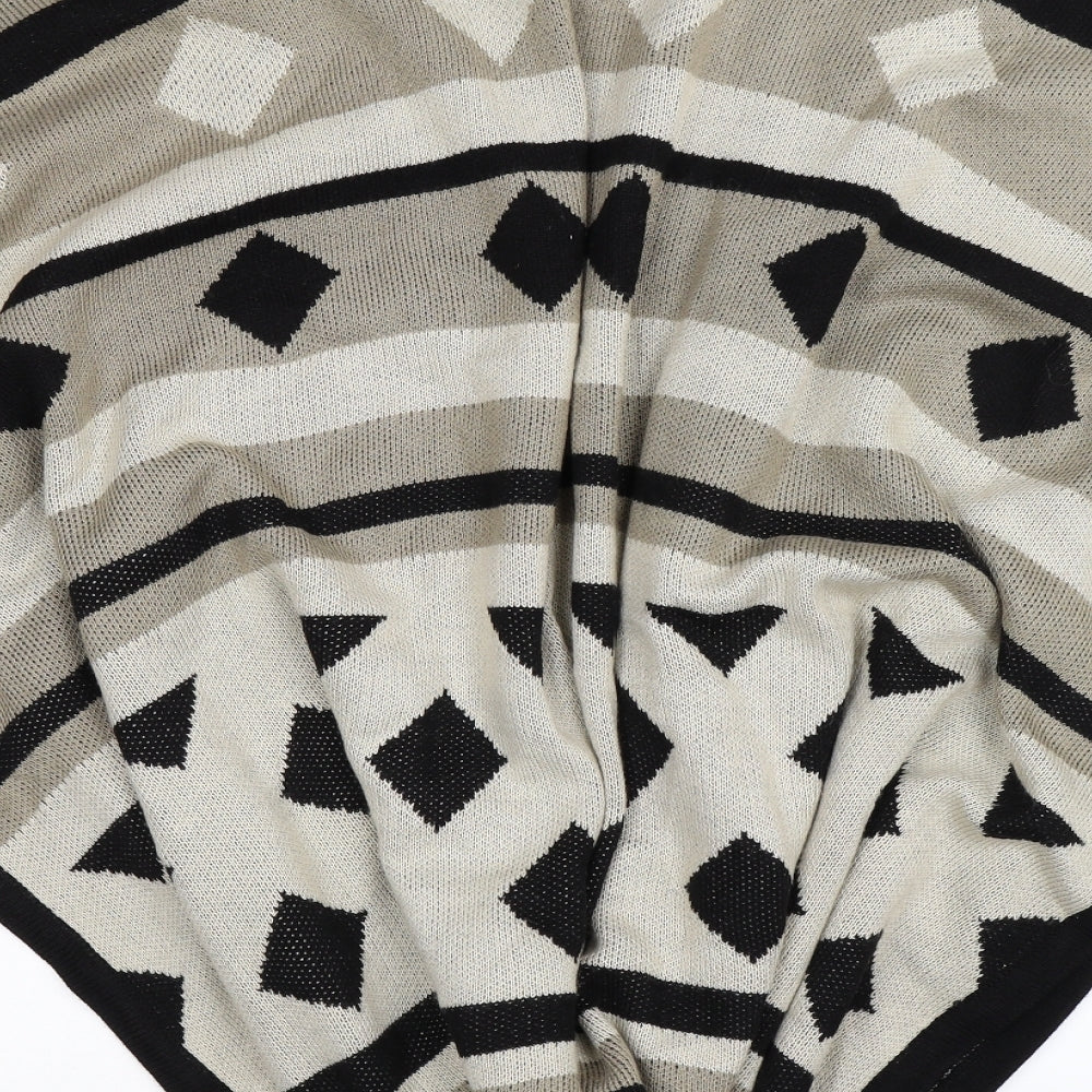 F&F Womens Multicoloured Geometric Knit Cape Jumper Size M