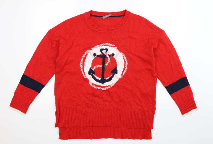 Oasis Womens Red Knit Pullover Jumper Size S - o
