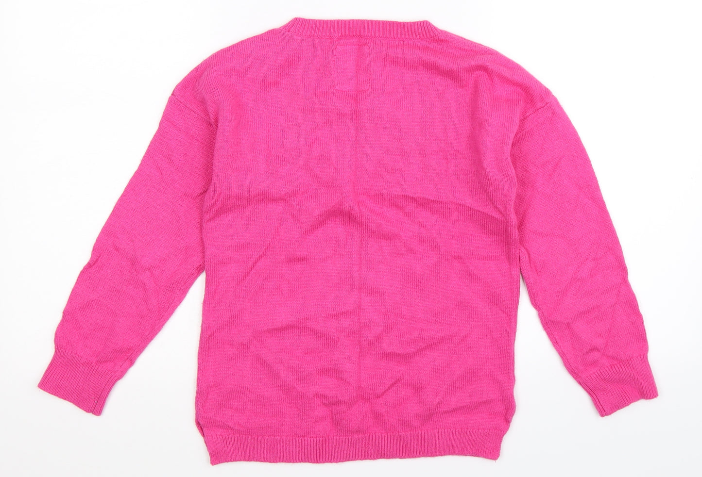 TU Girls Pink  Knit Pullover Jumper Size 9 Years  - Christmas
