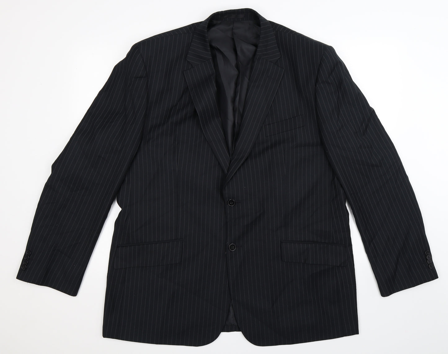F&F Mens Black Striped  Jacket Suit Jacket Size 46