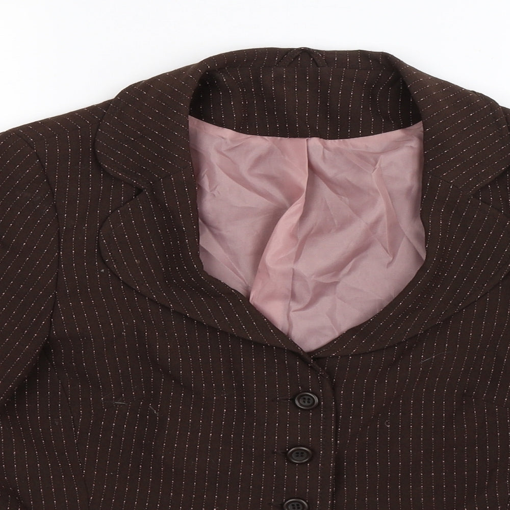 Dorothy Perkins Womens Brown Striped  Jacket Blazer Size 12