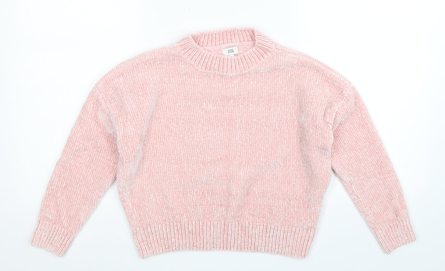 River Island Girls Pink  Knit Pullover Jumper Size 7-8 Years