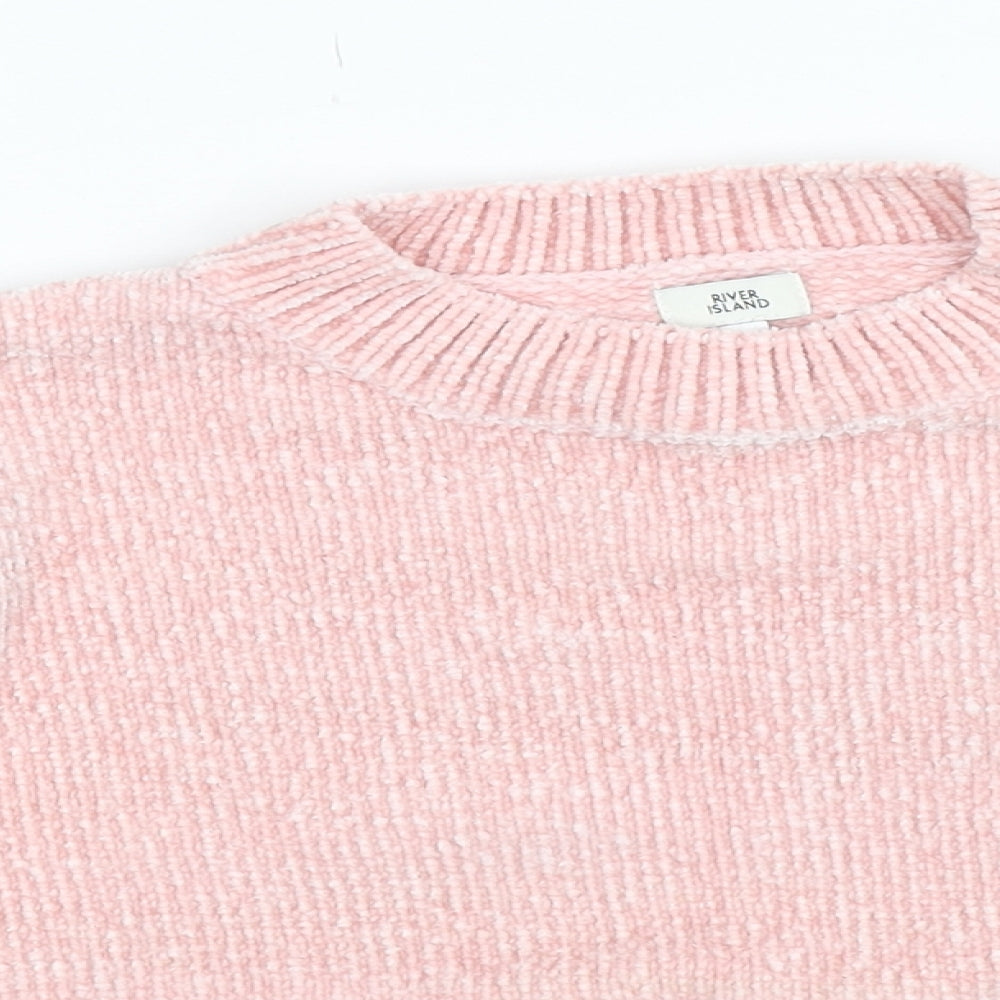 River Island Girls Pink  Knit Pullover Jumper Size 7-8 Years