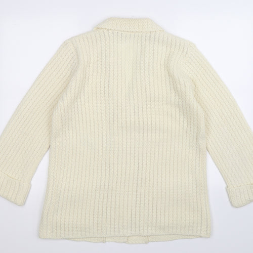 St Michael Womens White  Knit Cardigan Jumper Size 16