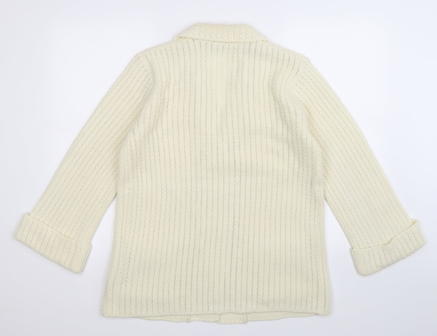 St Michael Womens White  Knit Cardigan Jumper Size 16