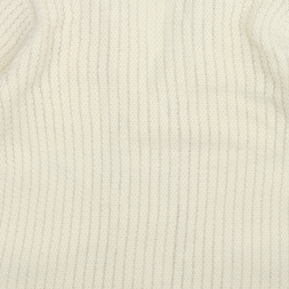 St Michael Womens White  Knit Cardigan Jumper Size 16