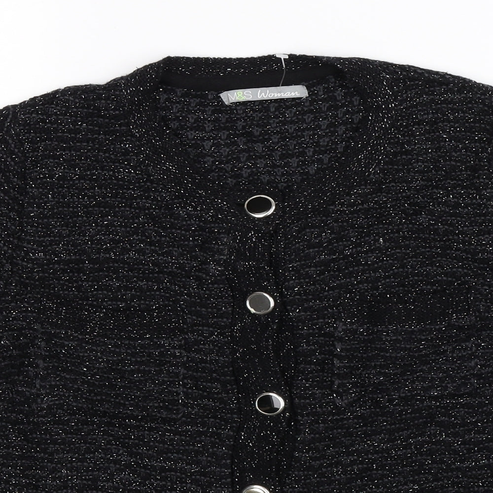 Marks and Spencer Womens Black  Knit Cardigan Jumper Size 12