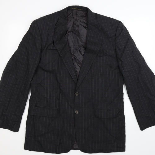 Marks and Spencer Mens Black Striped  Jacket Suit Jacket Size 42