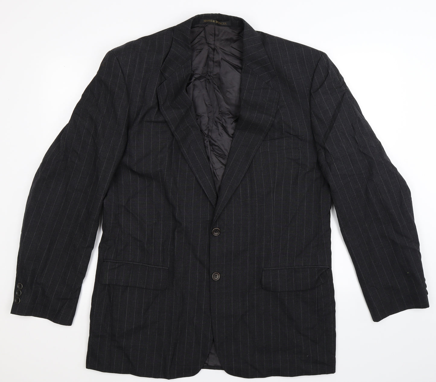 Marks and Spencer Mens Black Striped  Jacket Suit Jacket Size 42