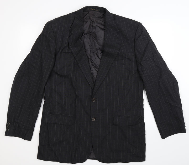 Marks and Spencer Mens Black Striped  Jacket Suit Jacket Size 42