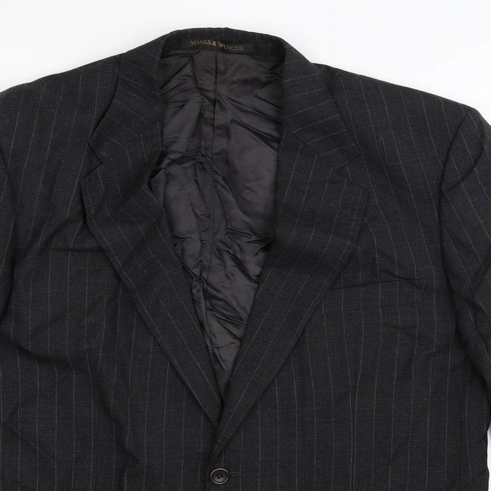 Marks and Spencer Mens Black Striped  Jacket Suit Jacket Size 42