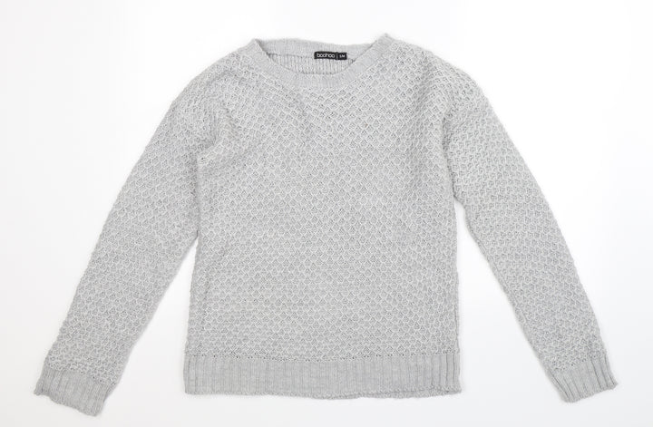 Boohoo Womens Grey  Knit Pullover Jumper Size M