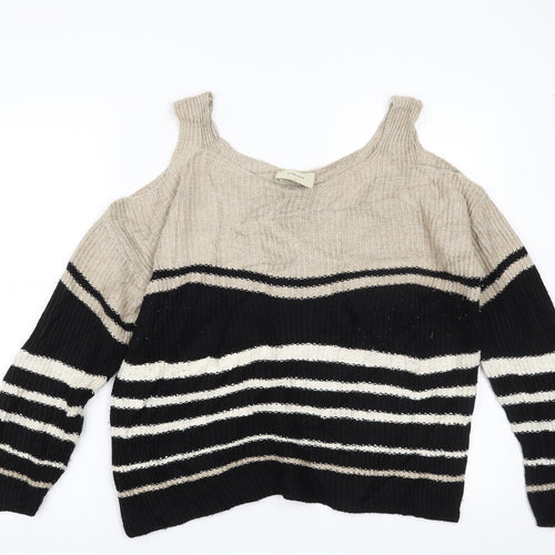 Papaya Womens Beige Striped  Pullover Jumper Size S
