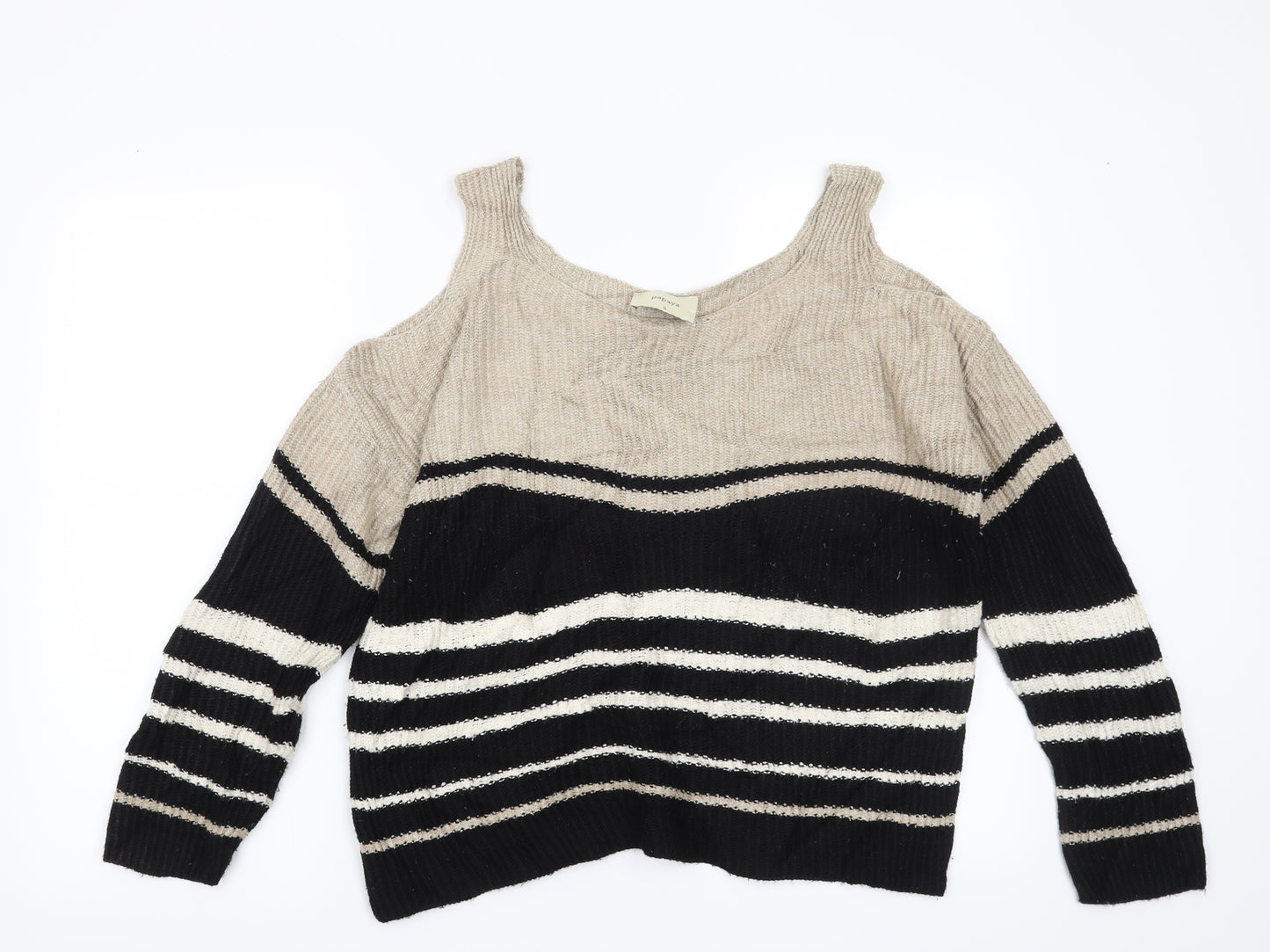 Papaya Womens Beige Striped  Pullover Jumper Size S