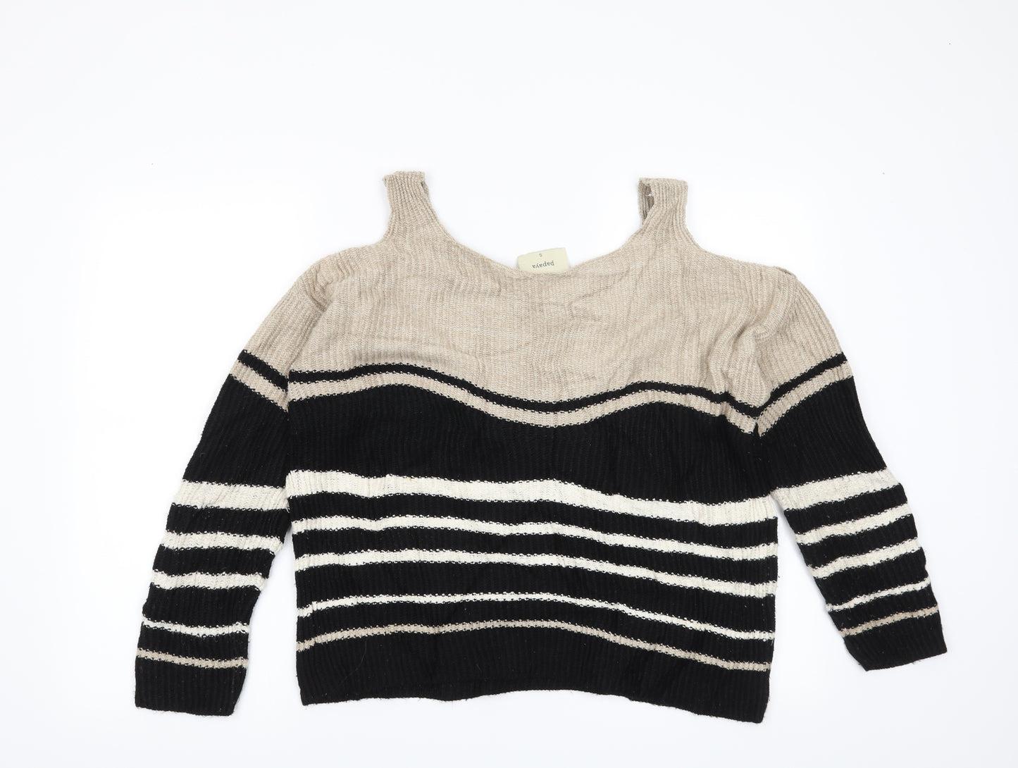 Papaya Womens Beige Striped  Pullover Jumper Size S