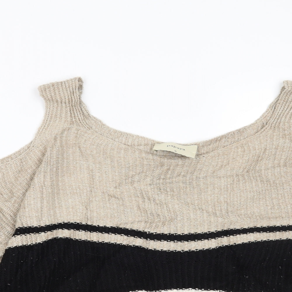 Papaya Womens Beige Striped  Pullover Jumper Size S