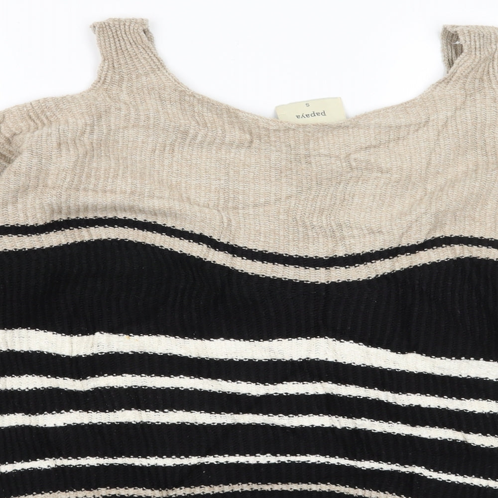 Papaya Womens Beige Striped  Pullover Jumper Size S