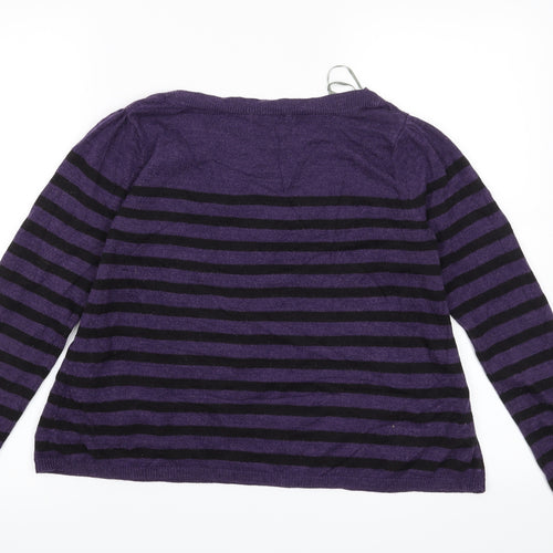 TU Womens Purple Striped  Pullover Jumper Size 10