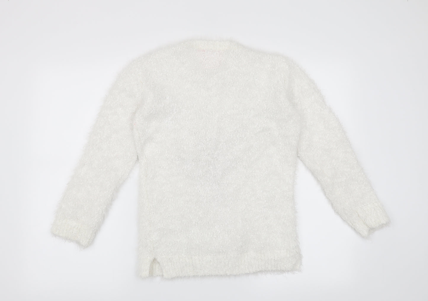 TU Girls White   Pullover Jumper Size 12 Years  - Christmas Reindeer