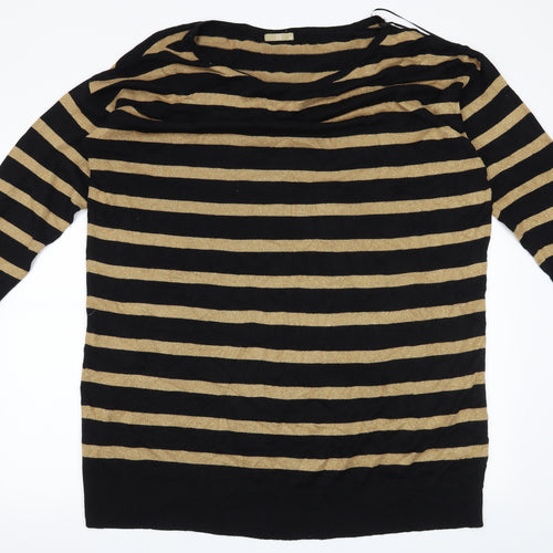 TU Womens Black Striped  Pullover Jumper Size 22
