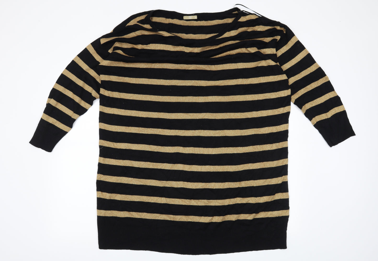 TU Womens Black Striped  Pullover Jumper Size 22