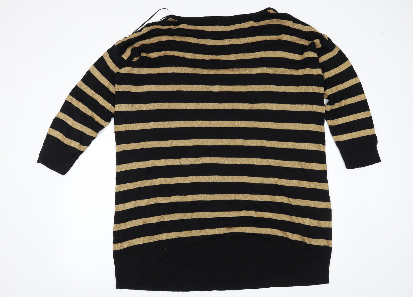 TU Womens Black Striped  Pullover Jumper Size 22