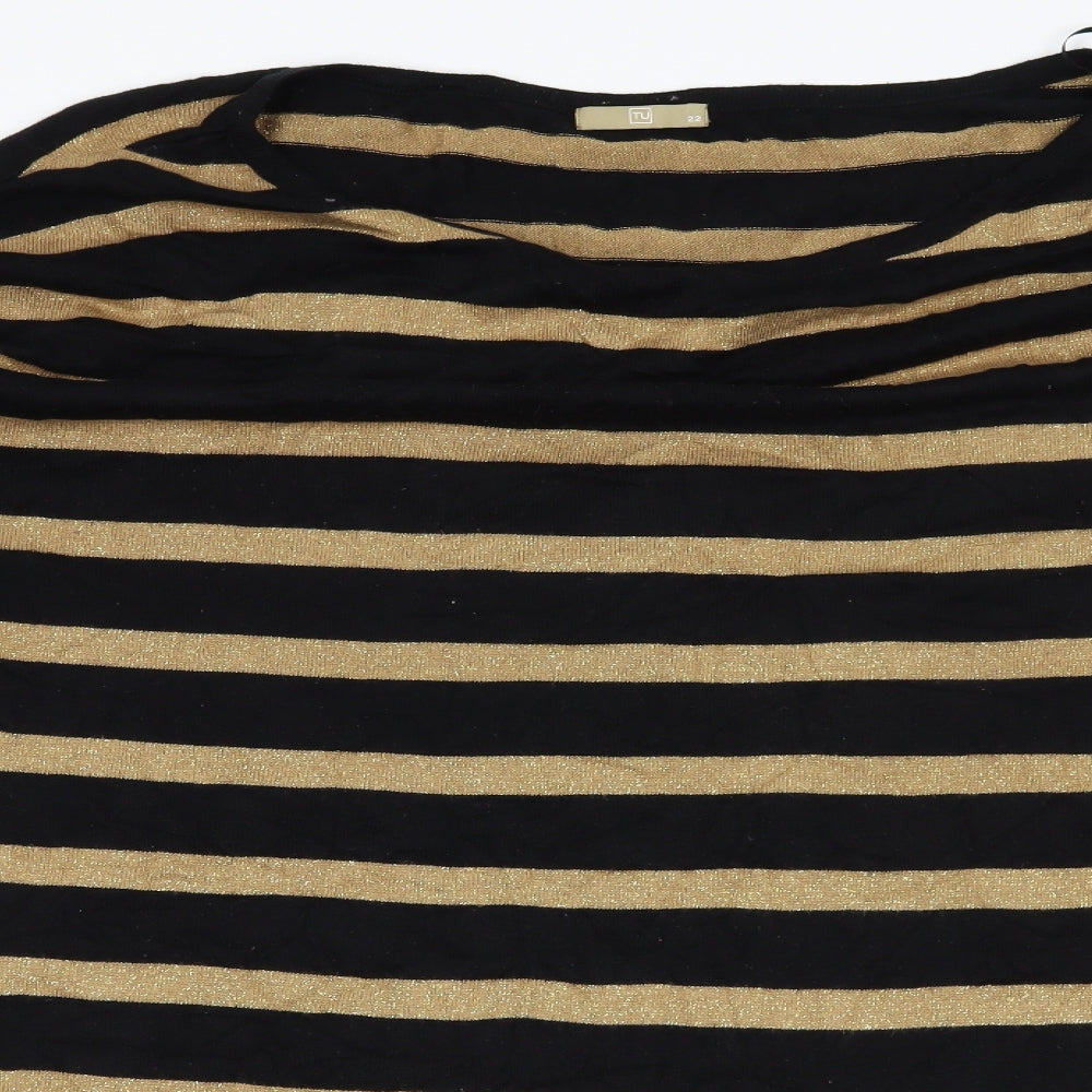 TU Womens Black Striped  Pullover Jumper Size 22