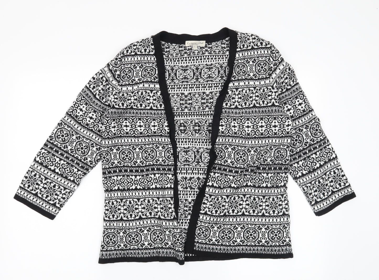 F&F Womens Black Geometric  Cardigan Jumper Size 8