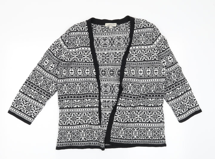 F&F Womens Black Geometric  Cardigan Jumper Size 8