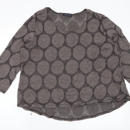 Saloos Womens Brown Geometric  Pullover Jumper Size 22