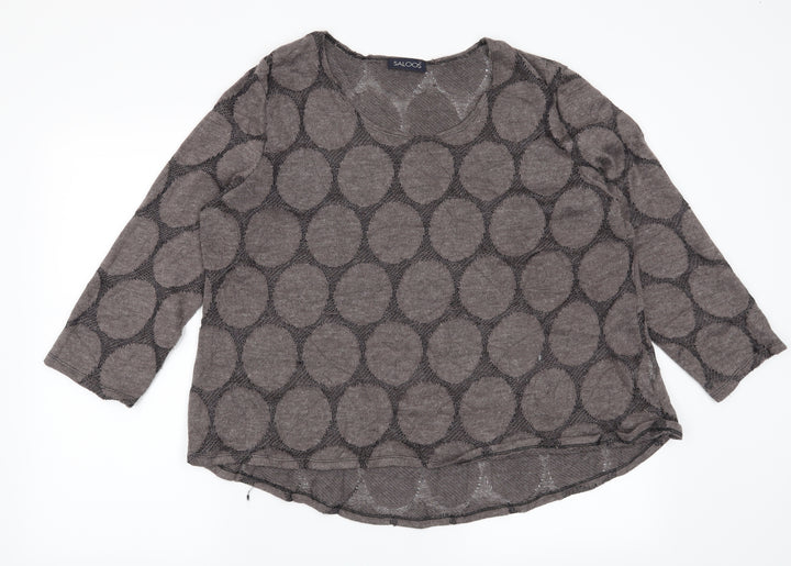 Saloos Womens Brown Geometric Pullover Jumper Size 22