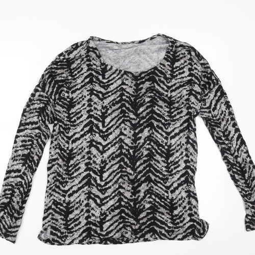 Peacocks Womens Grey Animal Print  Pullover Jumper Size 10