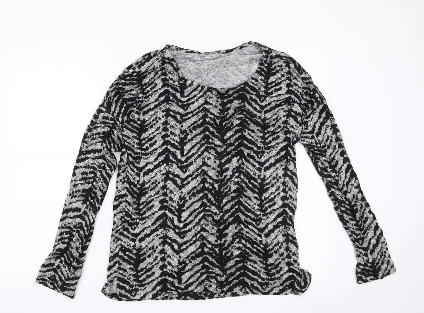 Peacocks Womens Grey Animal Print  Pullover Jumper Size 10