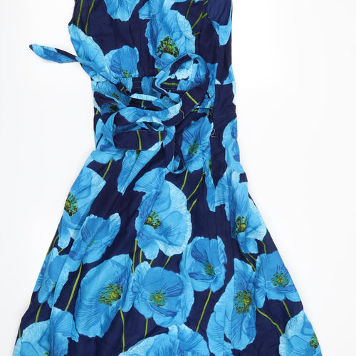 Preworn Womens Blue Floral  Fit & Flare  Size M