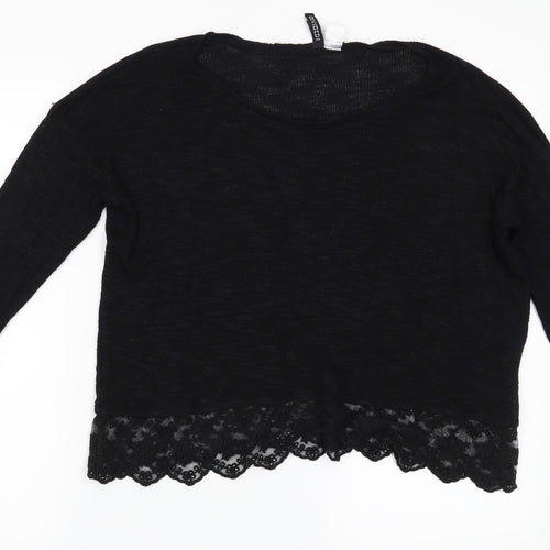 H&M Womens Black Floral  Pullover Jumper Size S