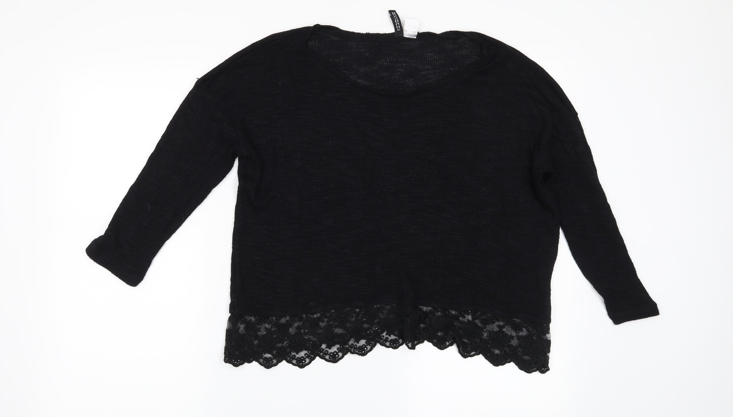 H&M Womens Black Floral  Pullover Jumper Size S
